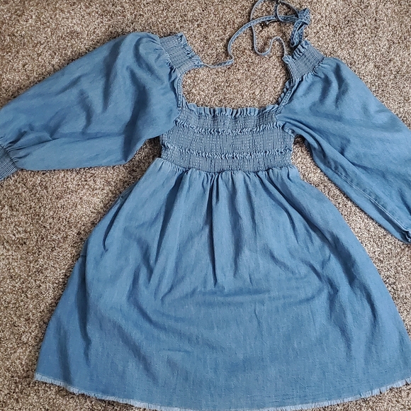 Free People Blue Smocked Tiered Sundress - Picture 2 of 9